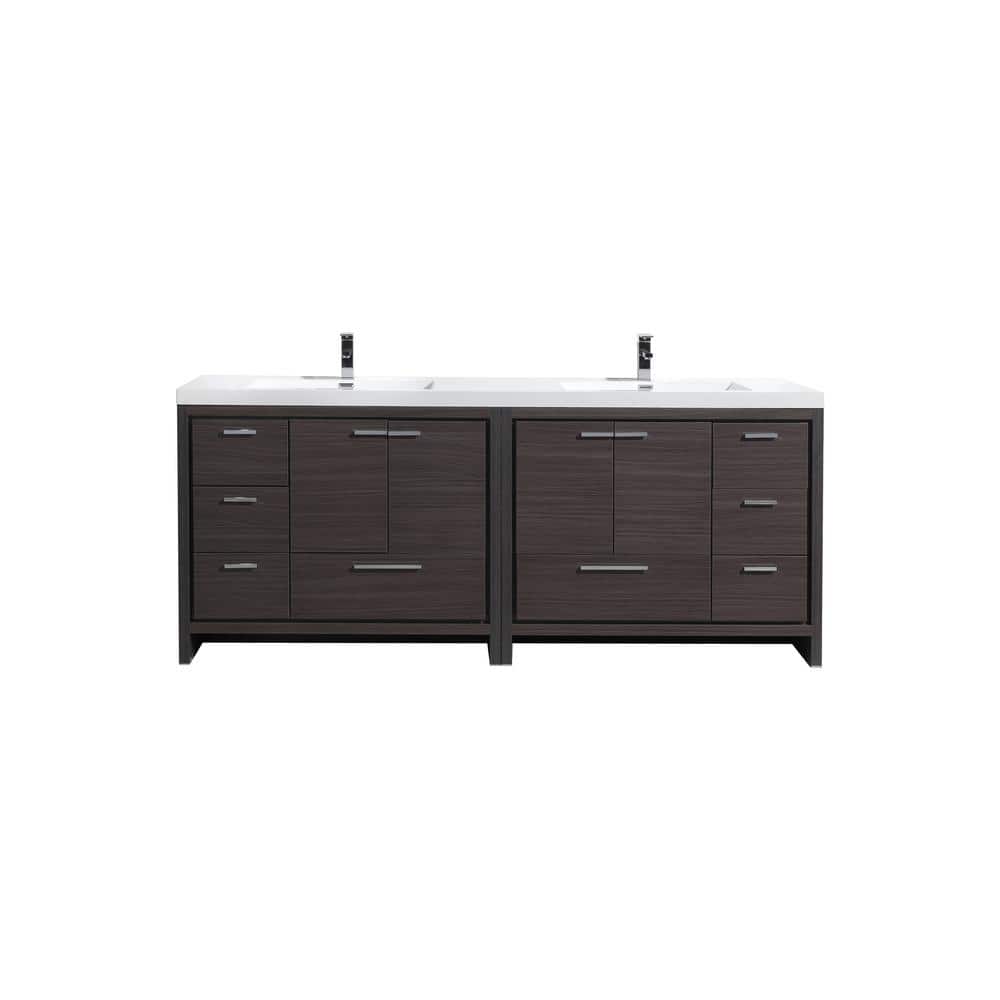 Moreno Bath Dolce 84 in. W Bath Vanity in Dark Gray Oak with Reinforced