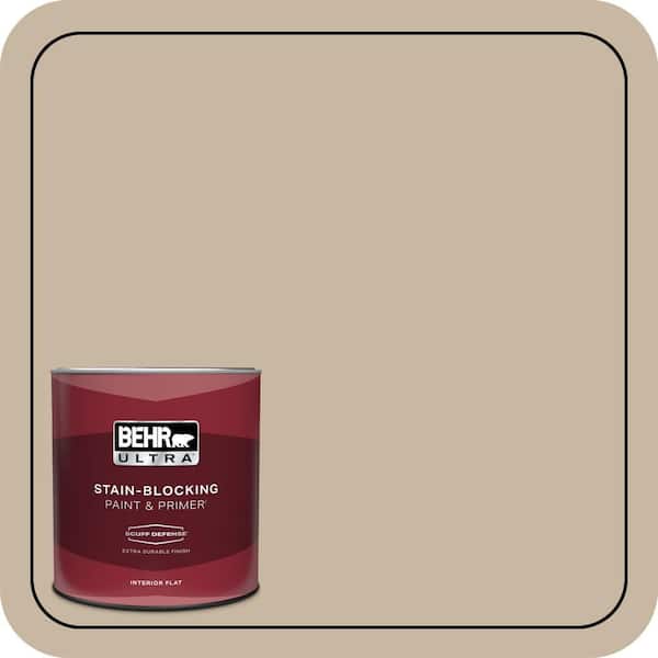 BEHR ULTRA 1 qt. #QE-28 Ranch Tan Extra Durable Flat Interior Paint & Primer