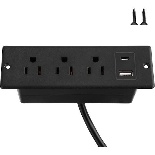 6 ft. 2-Outlet 1 USB-A Port 1 USB-C Port Surge Protector with Flush-Mount Ultra-Compact Space-Saving Design