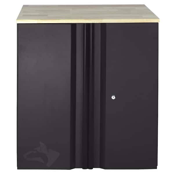 Heavy Duty  28 in. W x 32 in. H x 21.5 in. D  Welded 20-Gauge Steel 2-Door Garage Base Freestanding Cabinet in Black