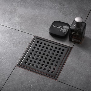 6 in. x 6 in. Stainless Steel Square Shower Drain in Oil Rubbed Bronze