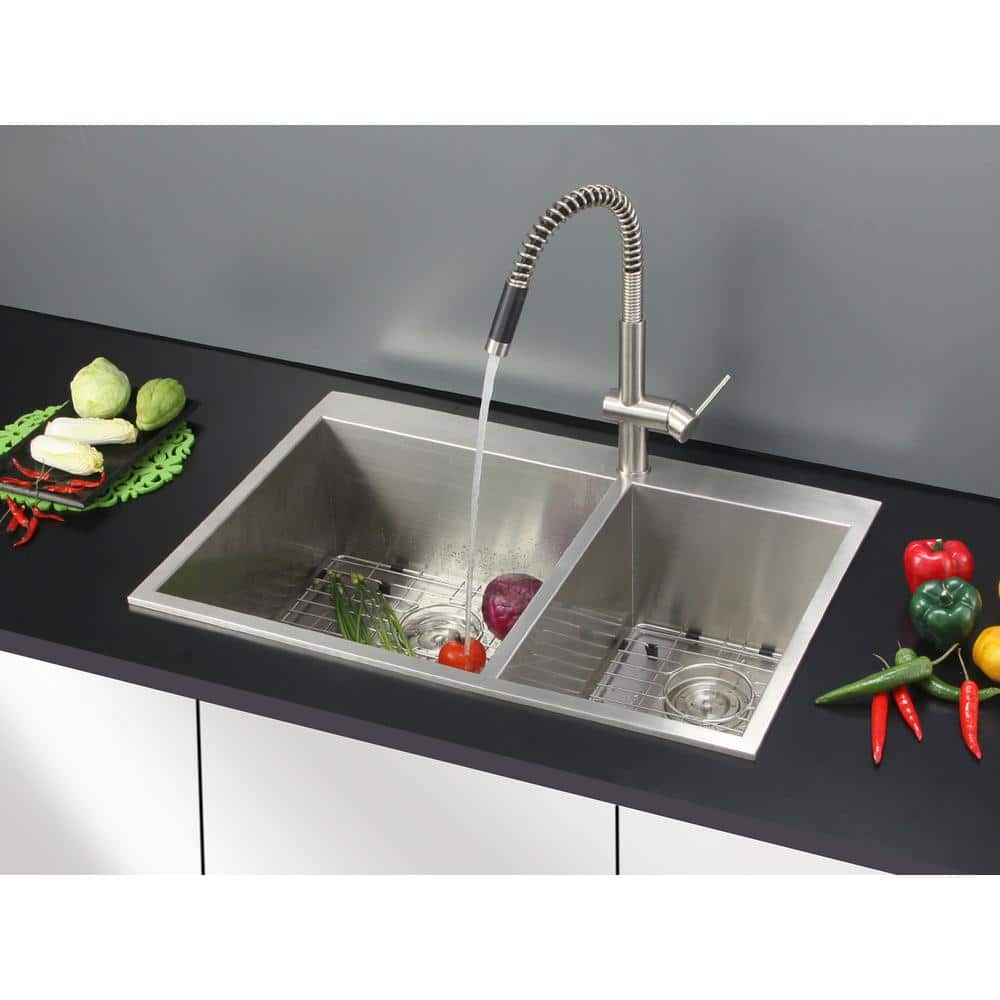 Ruvati 33" Stainless Steel Double Bowl Kitchen Sink