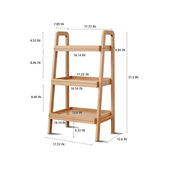 Dagan 31.5 in. Tall Yellow Wood 3-Shelf Ladder Bookcase, Premium Storage Organizer for Living Room