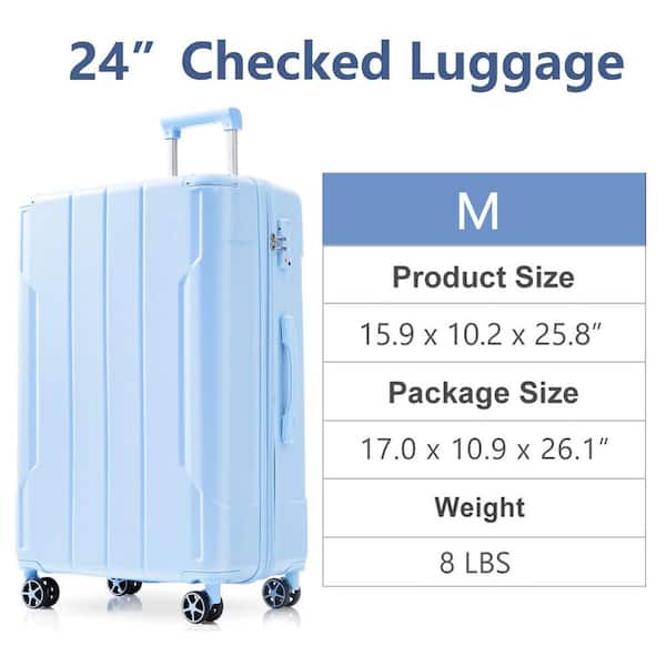 Merax 25.8 in. Sky Blue ABS Hardside Luggage Double Spinner
