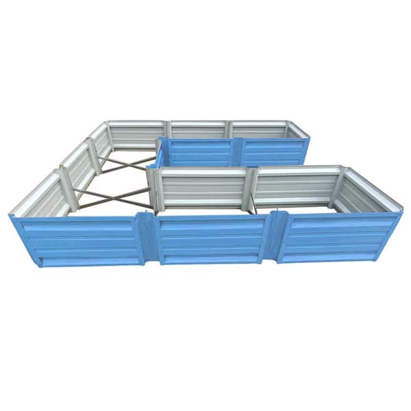 ALL METAL WORKS 108 inch by 108 inch U Shaped Hawaiian Blue Metal Planter Box