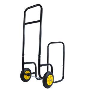 3.93 cu. ft. Black Yellow Metal Garden Cart with Mover-Rolling Wheeled