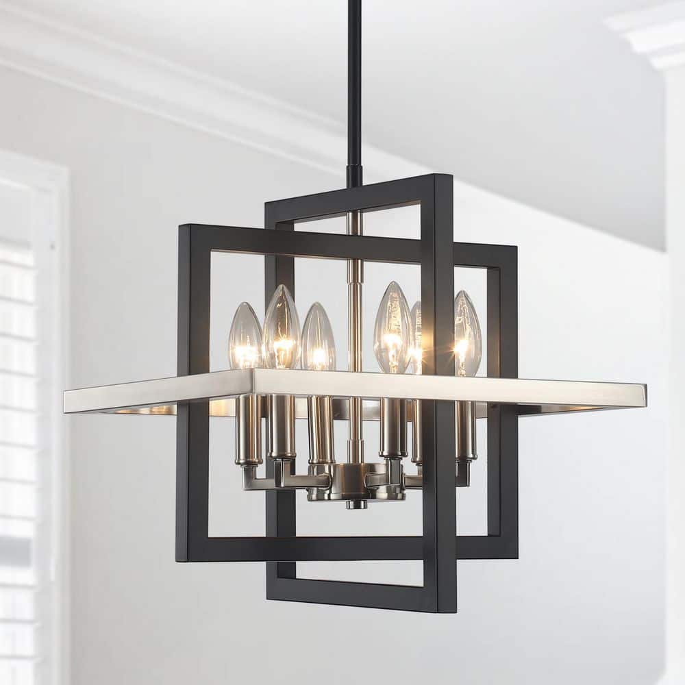 6-Light Nickel Geometric Hanging Linear Candlestick Chandelier Lighting Fixture for Kitchen Island price history on PriceWatchPro