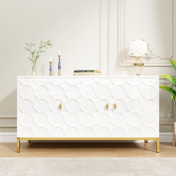 Boyel Living 26.2 in. H Freestanding Storage Cabinet 3-Door Accent Cabinet in White