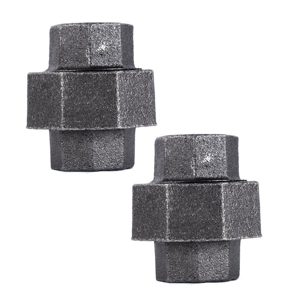 STZ Pipe Decor 1/2 in. Black Iron Pipe Union (2-Pack)
