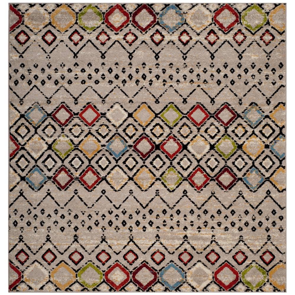 Amsterdam Light Gray/Multi Doormat 3 ft. x 3 ft. Multi-Diamonds Chevron Square Area Rug price history on PriceWatchPro