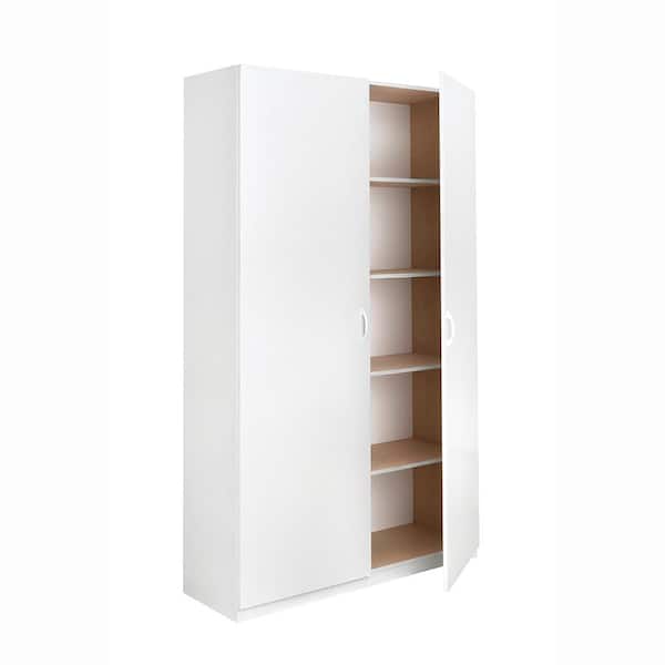 White Melamine Jumbo Storage Cabinet, 8 Foot Tall Storage Cabinet