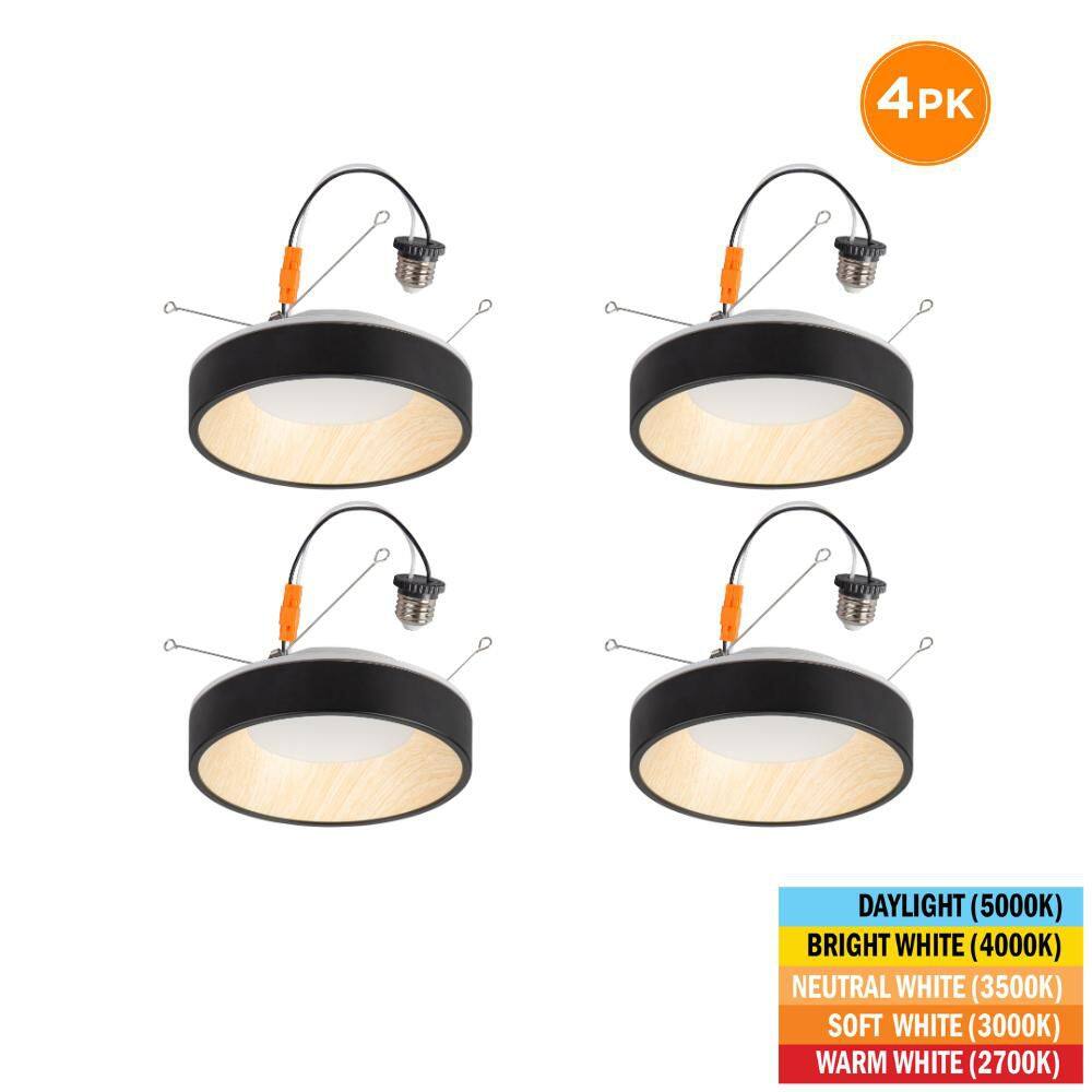 6 in. Retrofit Matte Black White Oak Accent Integrated LED Recessed Light Night Light Feature Adjustable CCT (4-Pack) price history on PriceWatchPro