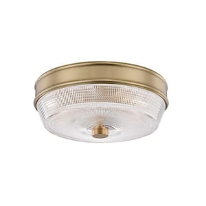 Lacey 10.25 in. 2-Light Aged Brass Flush Mount