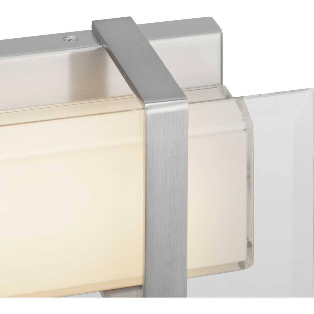 Brushed Nickel LED Wall Sconce with Clear Glass Panels