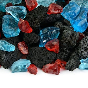 3/8 in. to 3/4 in. 10 lbs. Hawaiian Dusk Fire Glass & Lava Blend for Indoor and Outdoor Fire Pits or Fireplaces