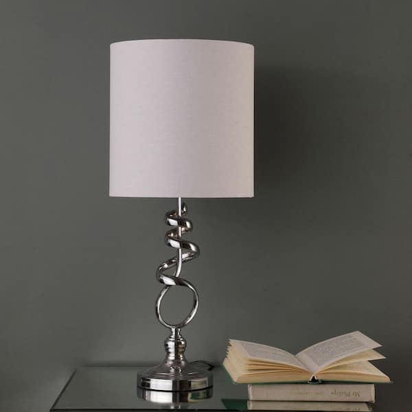 Borealis 21.5 in. Chrome Modern Table Lamp with Linen Shade
