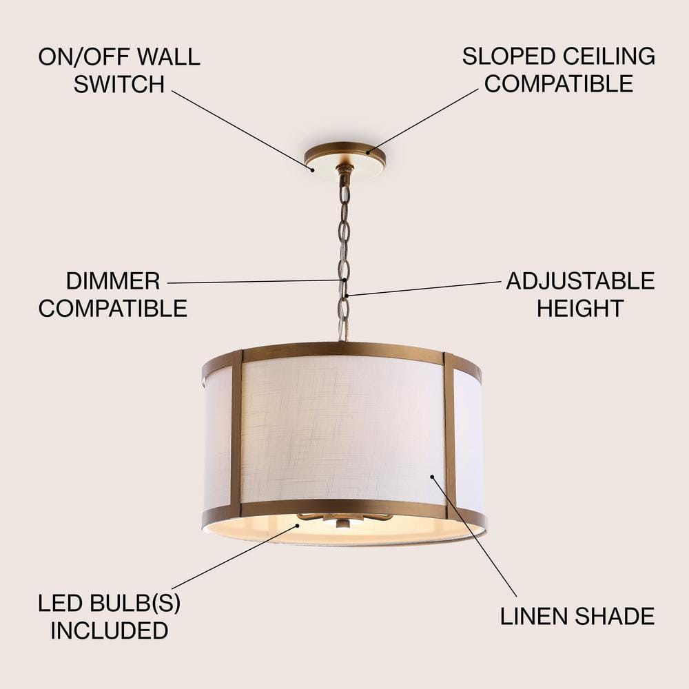 Thatcher Transitional LED Drum Pendant Light - Gold and White