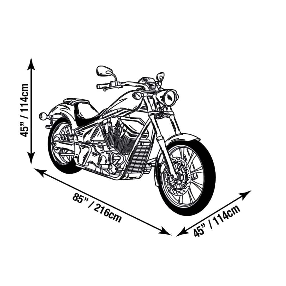 Large Black and Silver Polyester Outdoor Motorcycle Cover