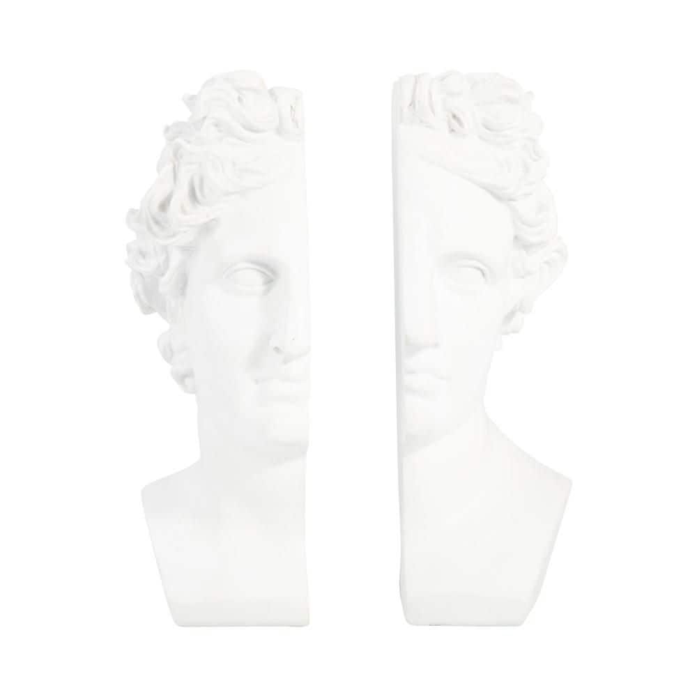 White 9 in. Resin Novelty Greek Goddess Bookends (Set of 2)