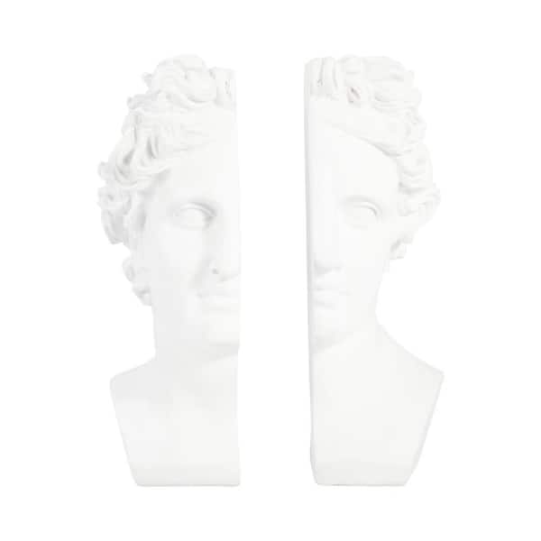 White 9 in. Resin Novelty Greek Goddess Bookends (Set of 2)