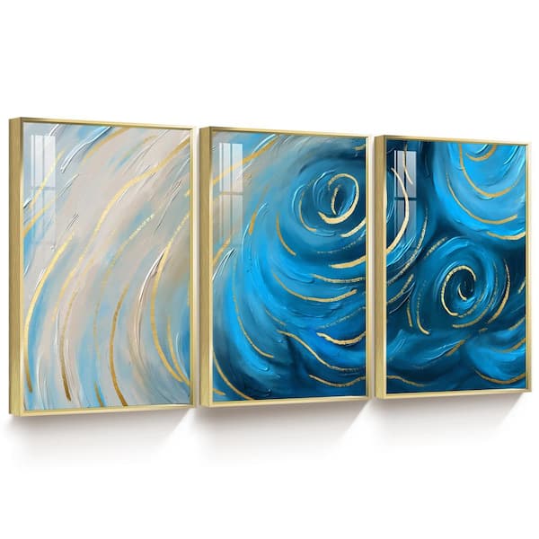 Unbranded 3-Piece Floater Frame Art Print on Canvas Modern Abstract Mountain Wall Art 24 in. x 16 in.