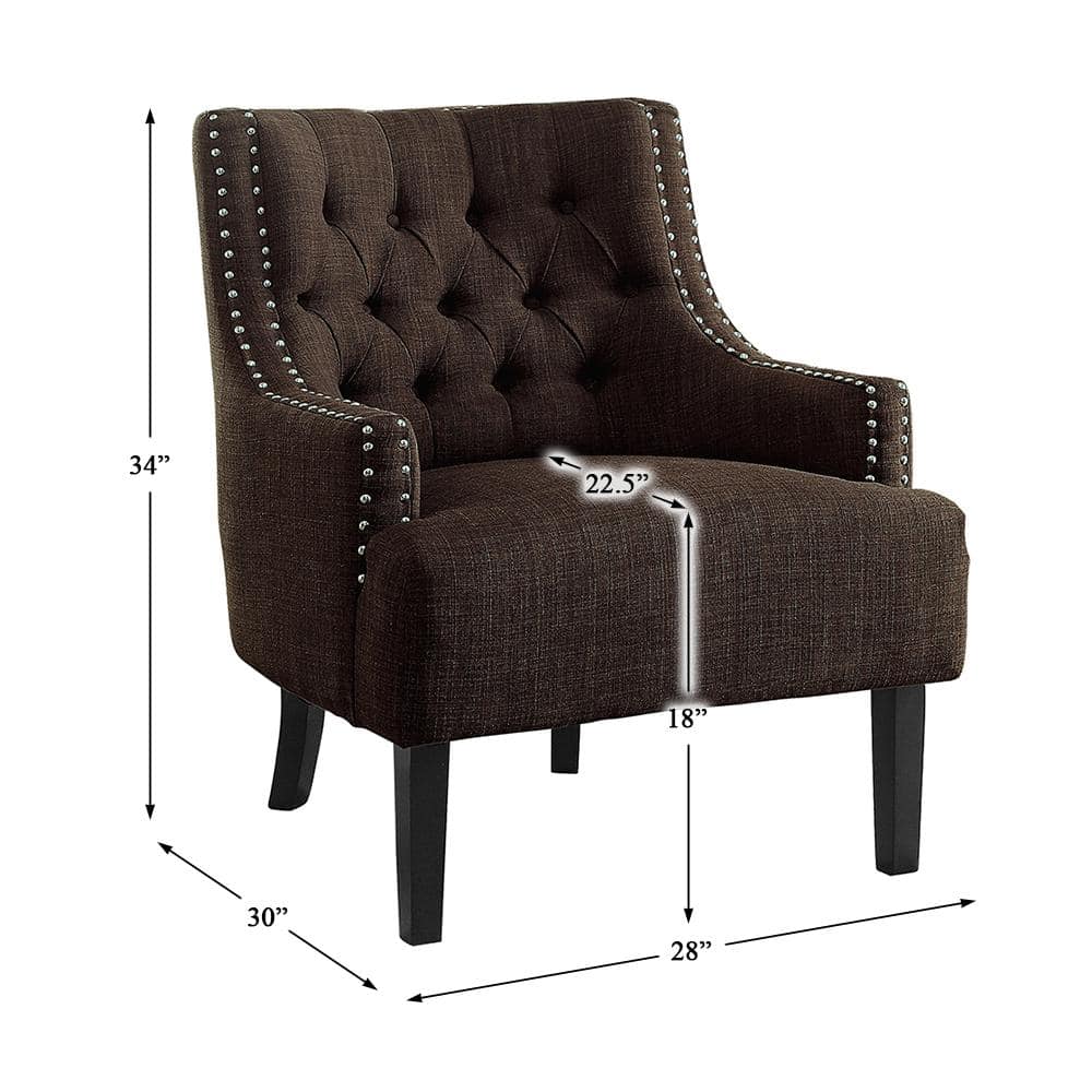 Transitional Chocolate Brown 28" Manufactured Wood Accent Chair
