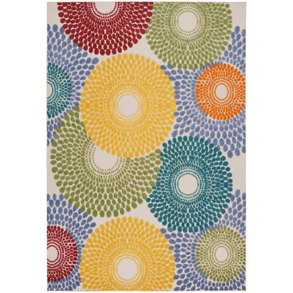 Nourison Aloha Multicolor 7 ft. x 10 ft. Medallion Contemporary Area Rug