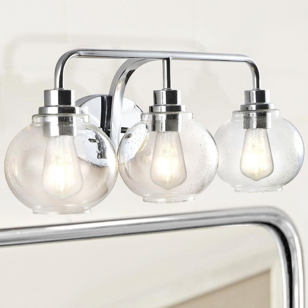 Chrome Sandrine 26.25'' 3-Light LED Vanity Light with Glass Shade