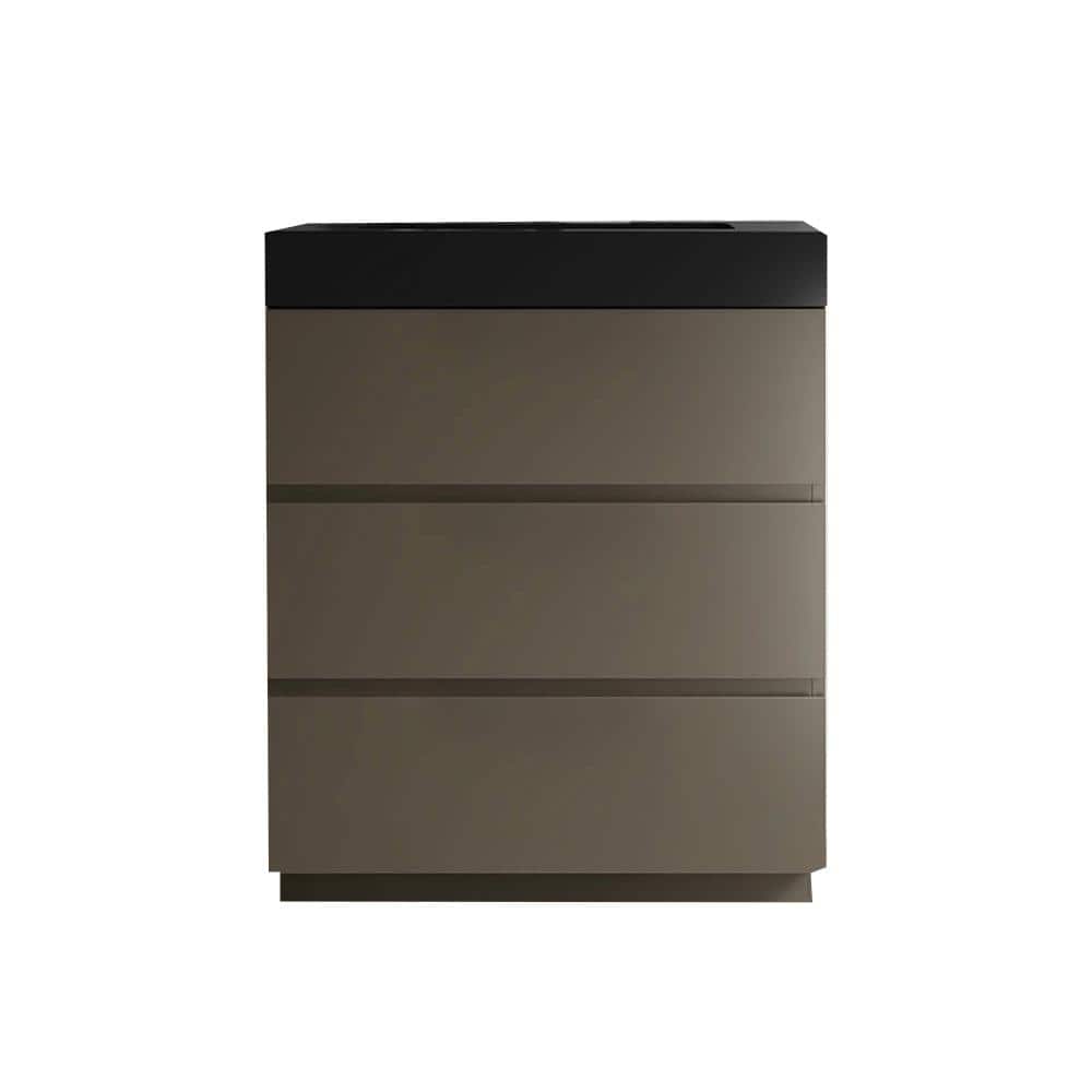 30 in. W Single Sink Freestanding Bath Vanity in Gray with Black Engineered Quartz Composite Top Unassembled price history on PriceWatchPro