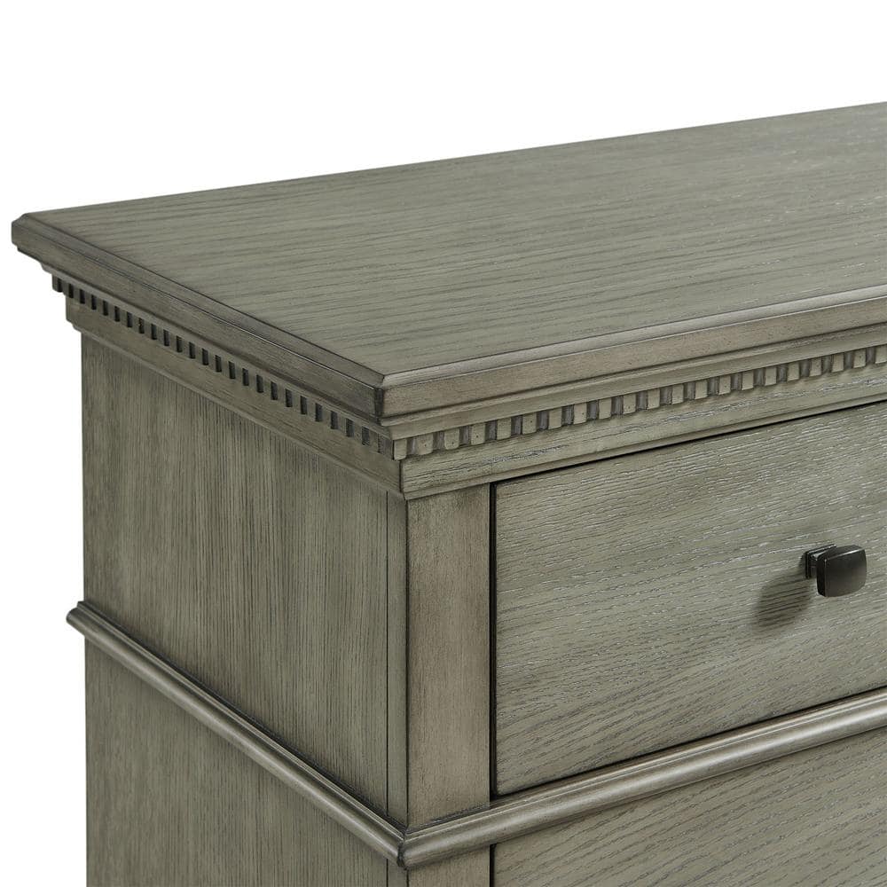 Gray 3-Drawer Nightstand with USB and Dark Knobs