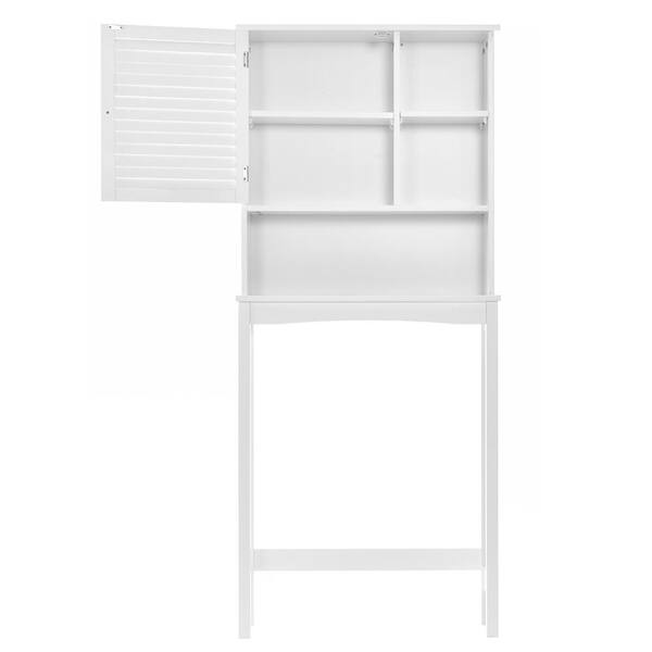 Over-the-Toilet Bathroom Cabinet with Shelf and Two Doors Space-Saving Storage - White