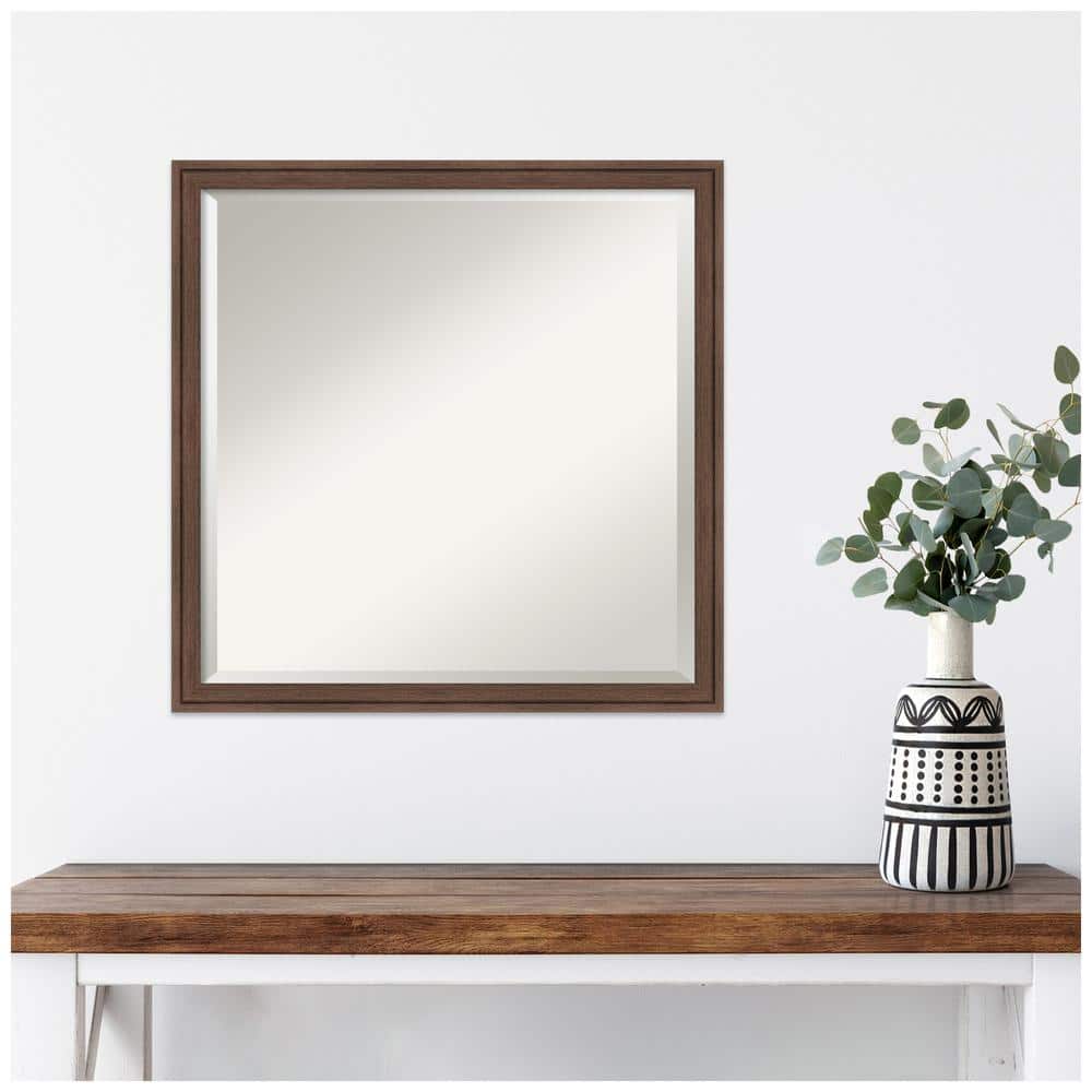 Florence Medium Brown Square Wood Framed Wall Mirror