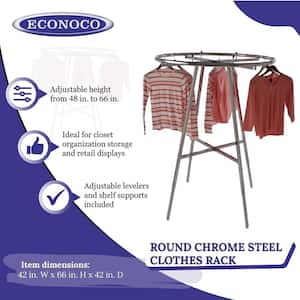 42 in. W x 66 in. H Round Chrome Steel Clothes Rack