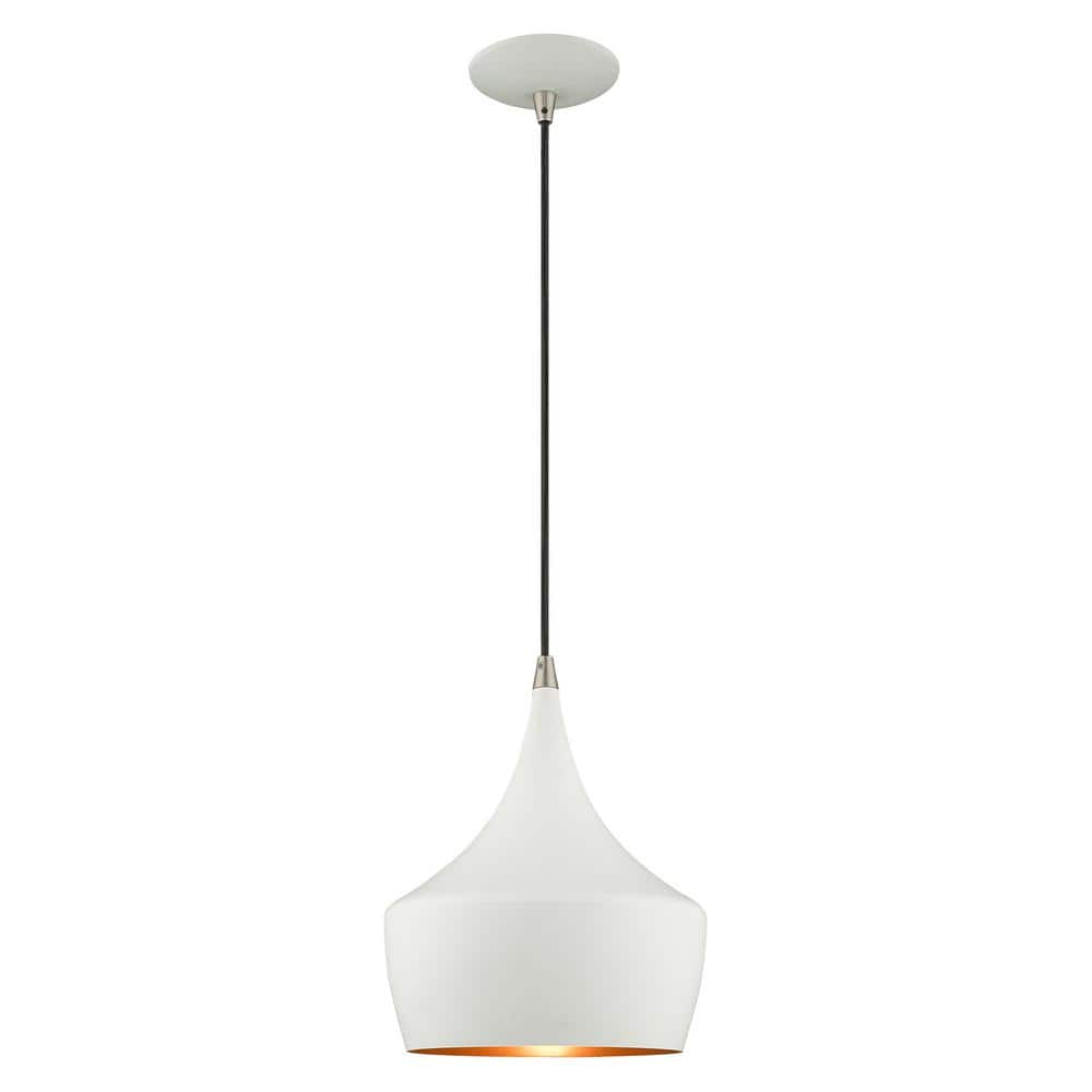 Waldorf Mini White Aluminum Pendant with Gold Lining
