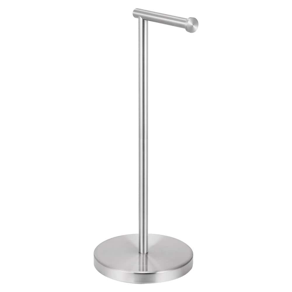 Brushed Steel Freestanding Toilet Paper Holder with Heavy Base