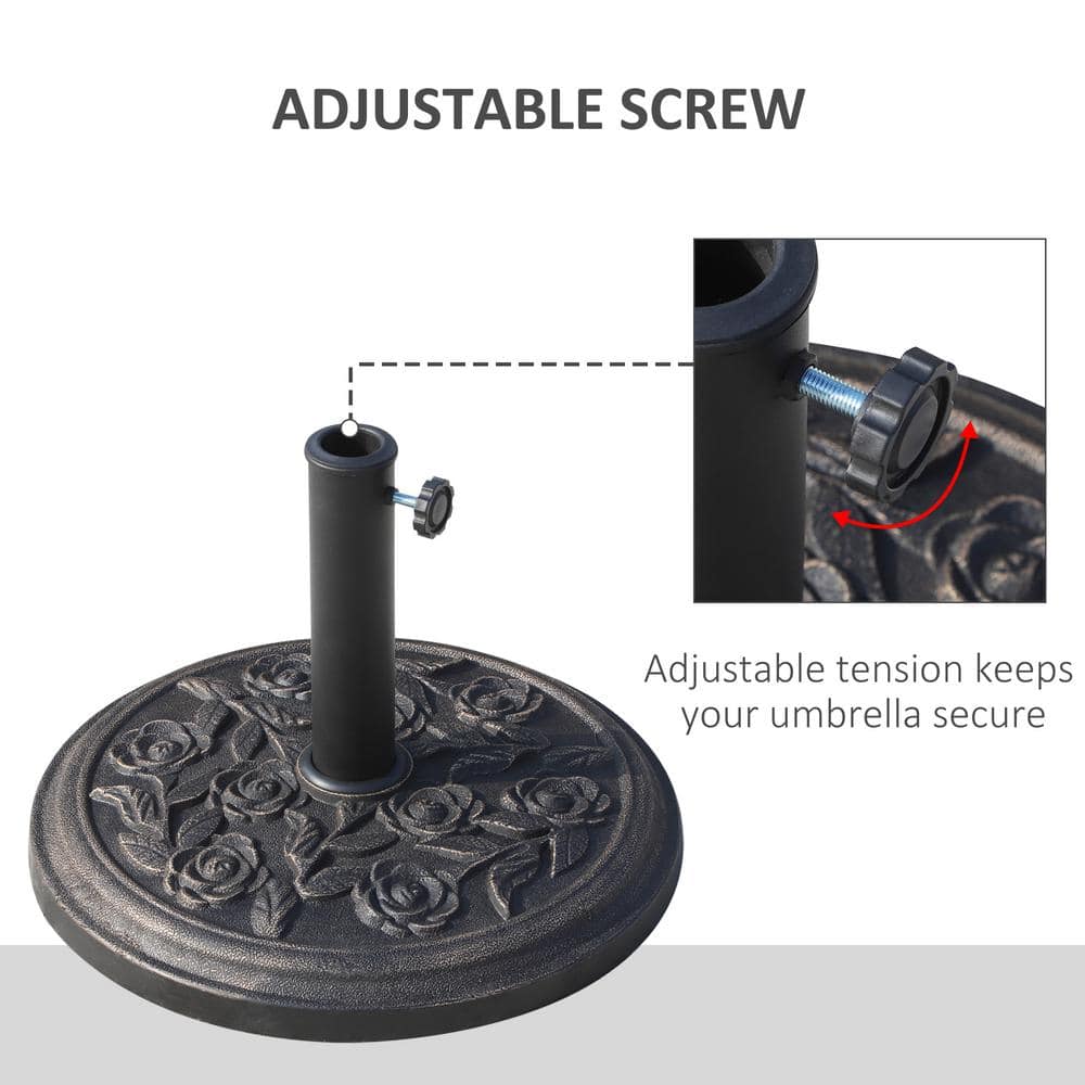 Bronze Finish Round Resin Parasol Base with Rose Pattern