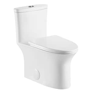 12 in. Rough-In 1-piece 1.6/1.1 GPF Dual Flush Elongated Toilet in White, Slow Close Seat Included