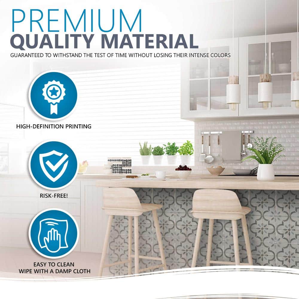 12x12 Silver and White Vinyl Peel and Stick Tile Stickers