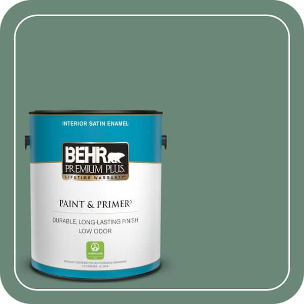 BEHR PREMIUM PLUS 1 gal. #S420-5 Sycamore Grove Satin Enamel Low Odor Interior Paint & Primer