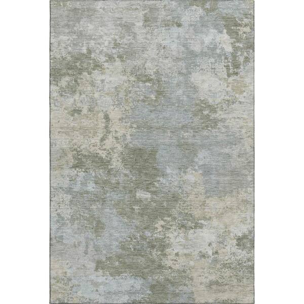 Mayfield Premium Machine Washable Abstract AMF2364 Sage 10 ft. x 14 ft. Area Rug