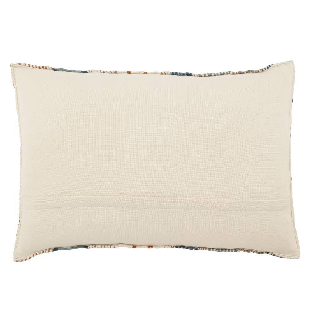 Rautha Blue and Gold Geometric Polyester Throw Pillow