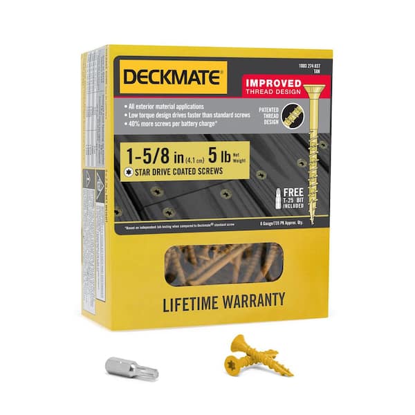 DECKMATE #8 x 1-5/8 in. Tan Star Flat-Head Wood Deck Screw 5 lbs.-Box (735-Piece)