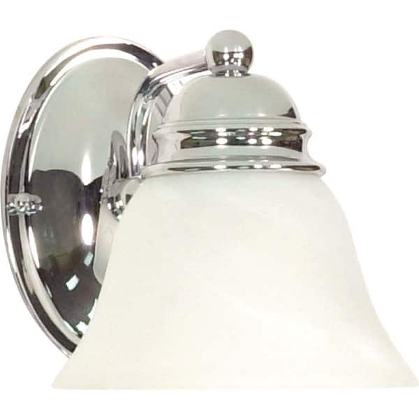 SATCO 1-Light Polished Chrome Vanity Light with Alabaster Glass Bell Shade