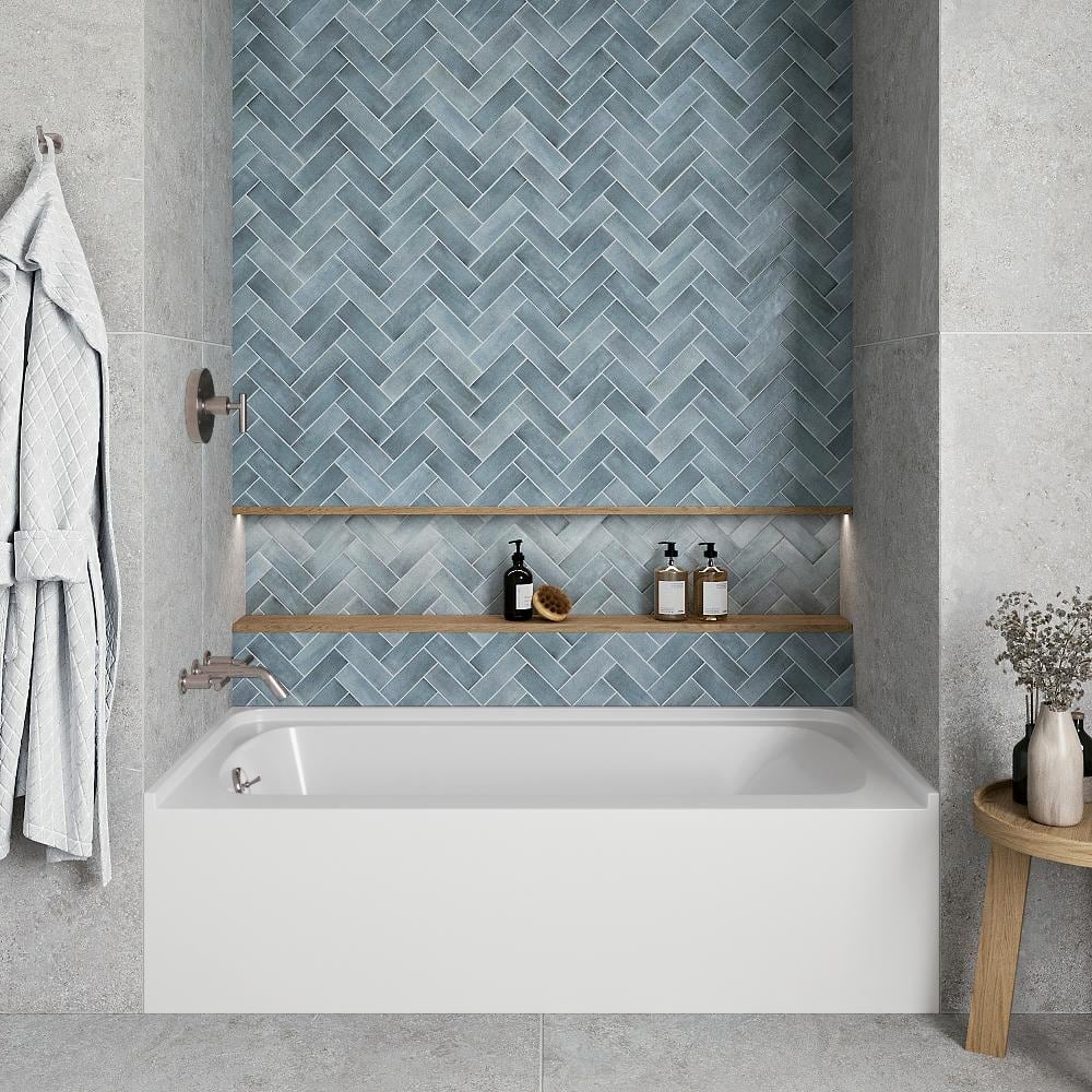 Glossy White 60" x 30" Acrylic Right-Hand Drain Alcove Bathtub