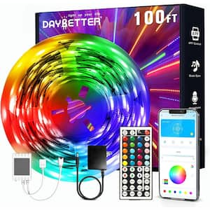 100 ft. Smart Hardwired LED Strip Lights with App Remote Control, RGB LED Lights, Music Sync Color Changing Lights