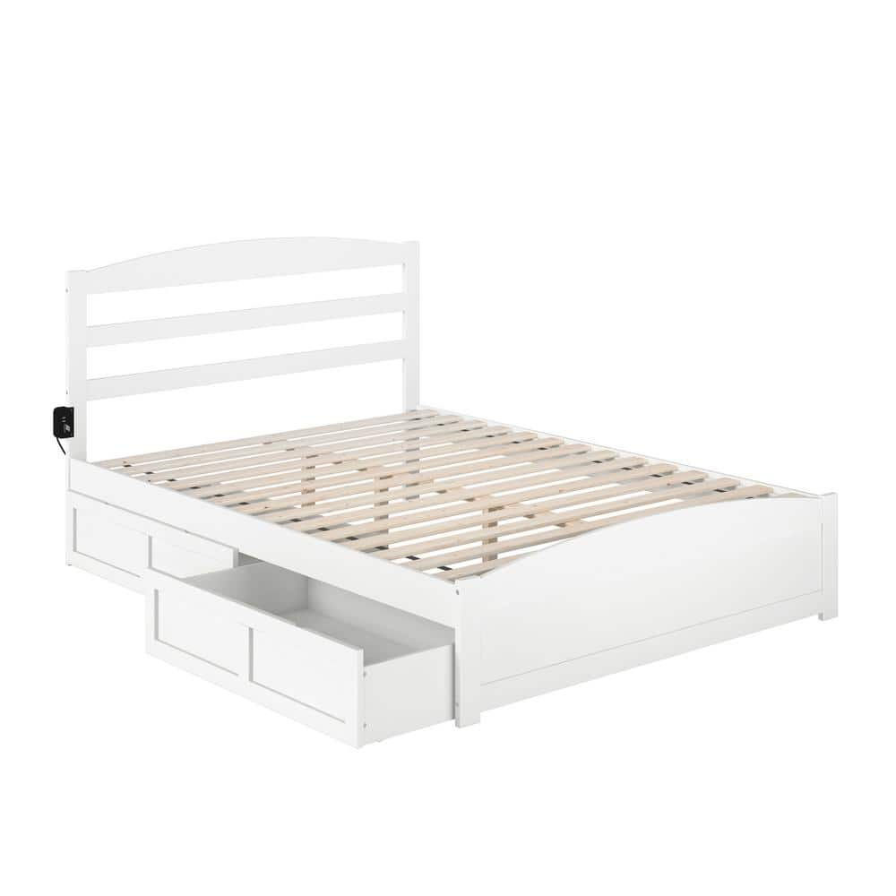 AFI Warren 60-1/4 in. W White Queen Solid Wood Frame with Footboard 2 ...