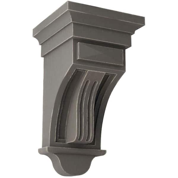 Ekena Millwork 5-1/2 in. x 10 in. x 5-1/2 in. Reclaimed Grey Raised Fluting Wood Vintage Decor Corbel