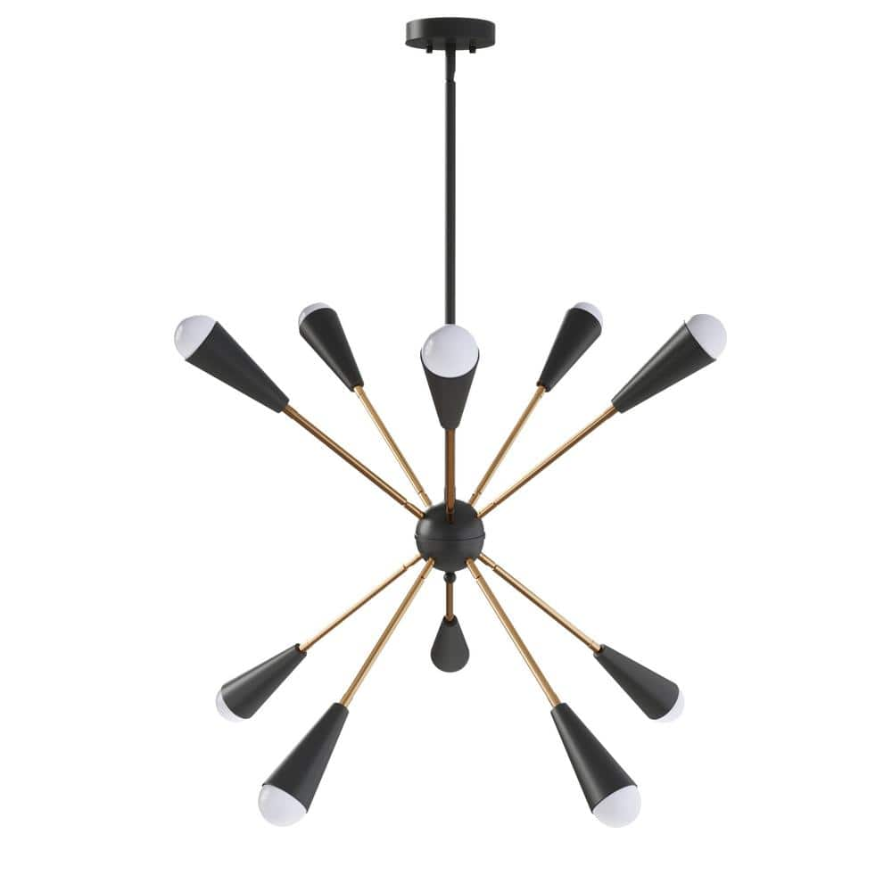 aiwen Modern 29.2 in. 10-Light Industrial Sputnik Chandelier Adjustable ...