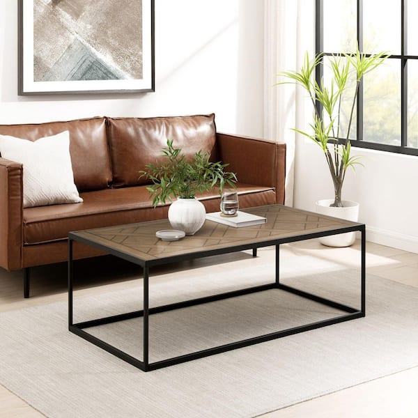Walker Edison Furniture Company 48 in. Parquet Veneer Modern Rectangle Wooden Coffee Table
