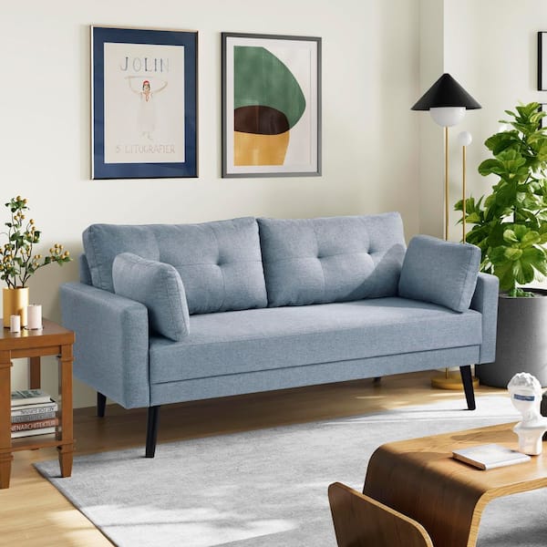 Bangor 66.93 in. Square Arm Woven Polyester Rectangle Sofa in Light Grey